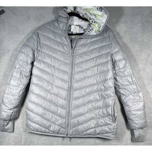 OFFLINE by‎ Aerie Lightweight Puffer Jacket Silver Hooded Zip Up Women's XS